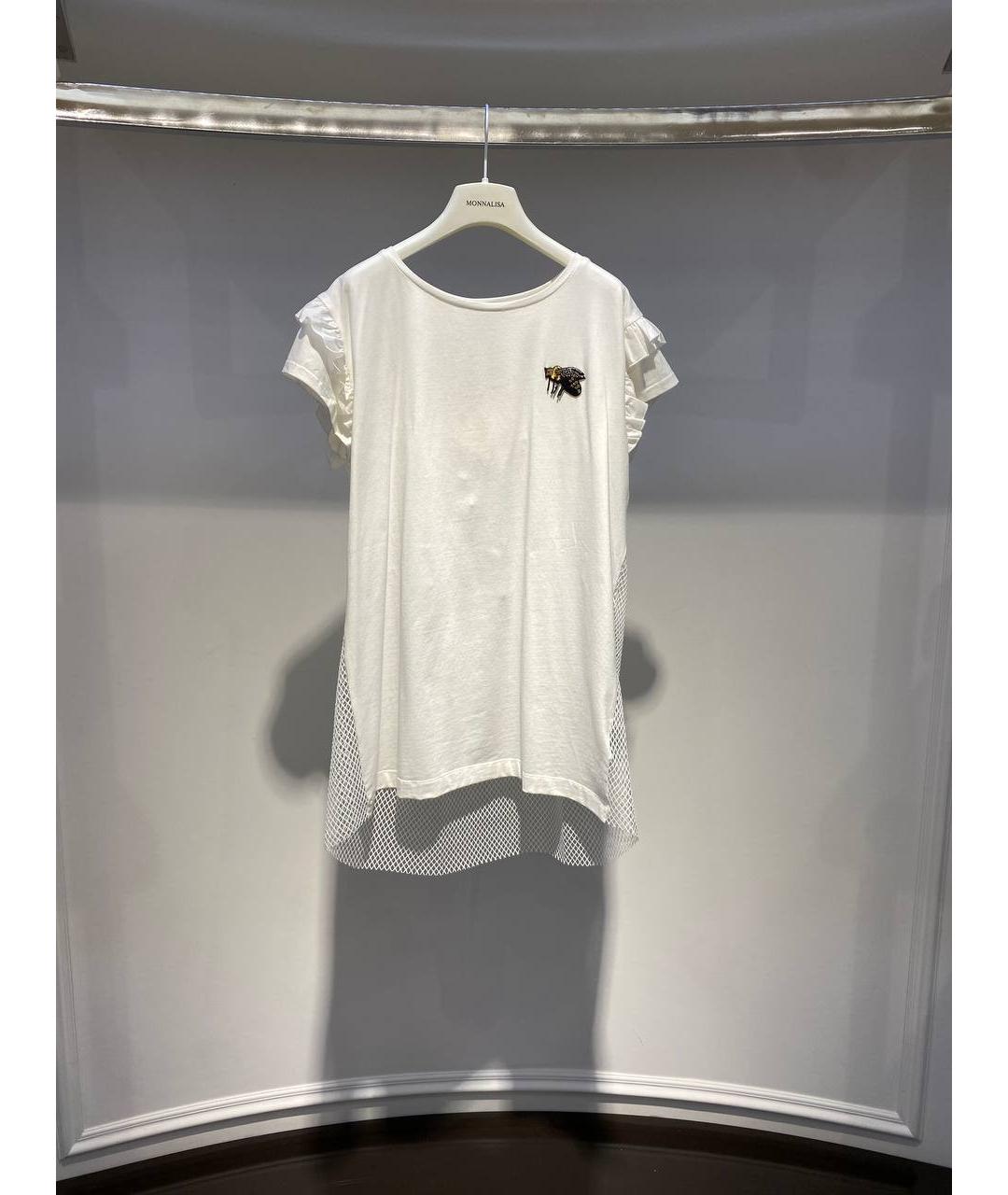 MONNALISA Белый хлопковый детская футболка / топ, фото 4