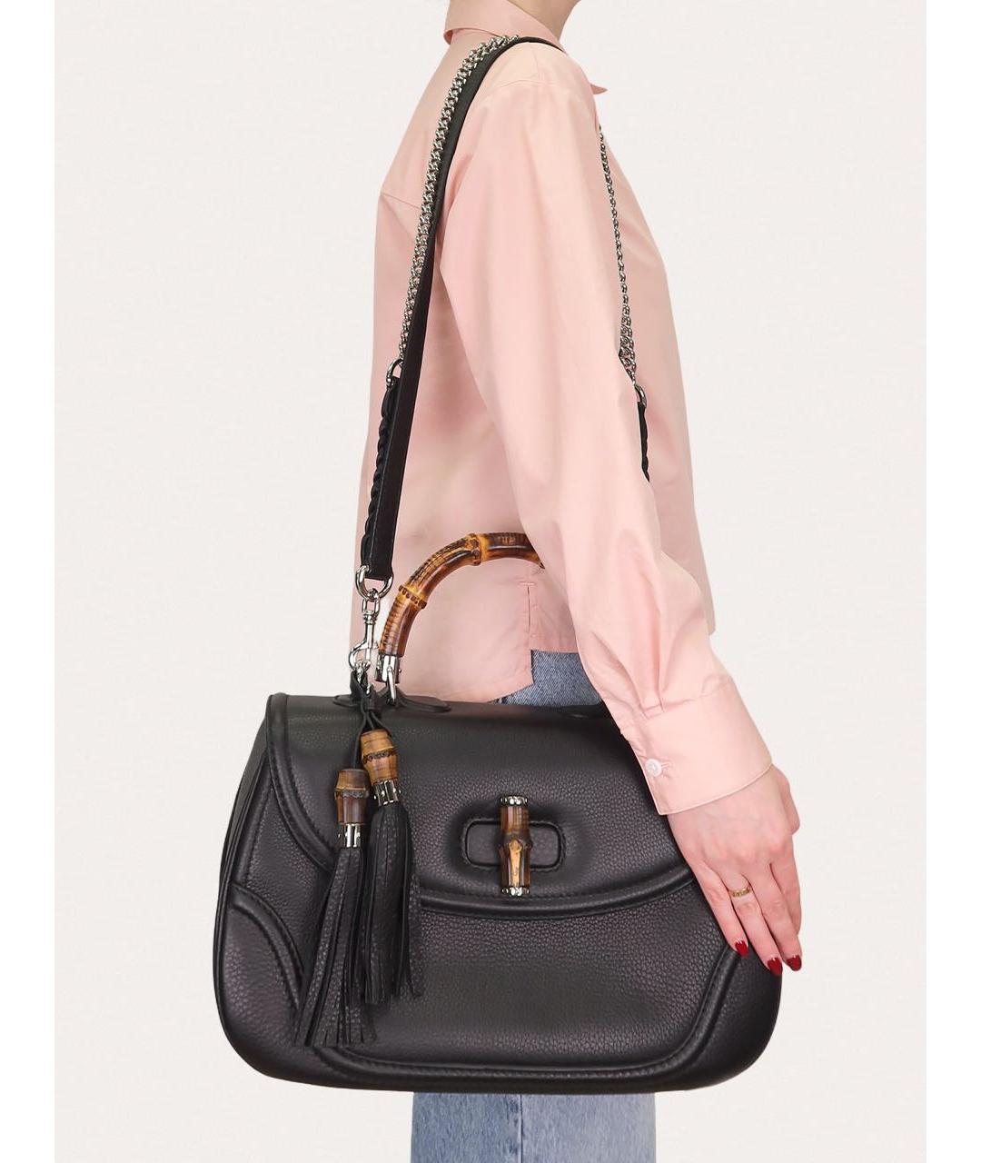 GUCCI Черная кожаная сумка через плечо, фото 8