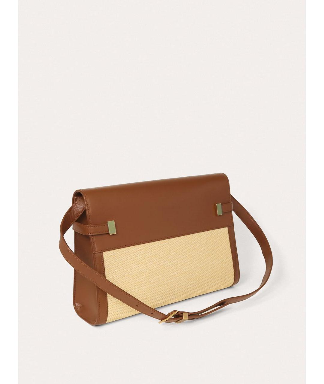 SAINT LAURENT Коричневая кожаная сумка через плечо, фото 5