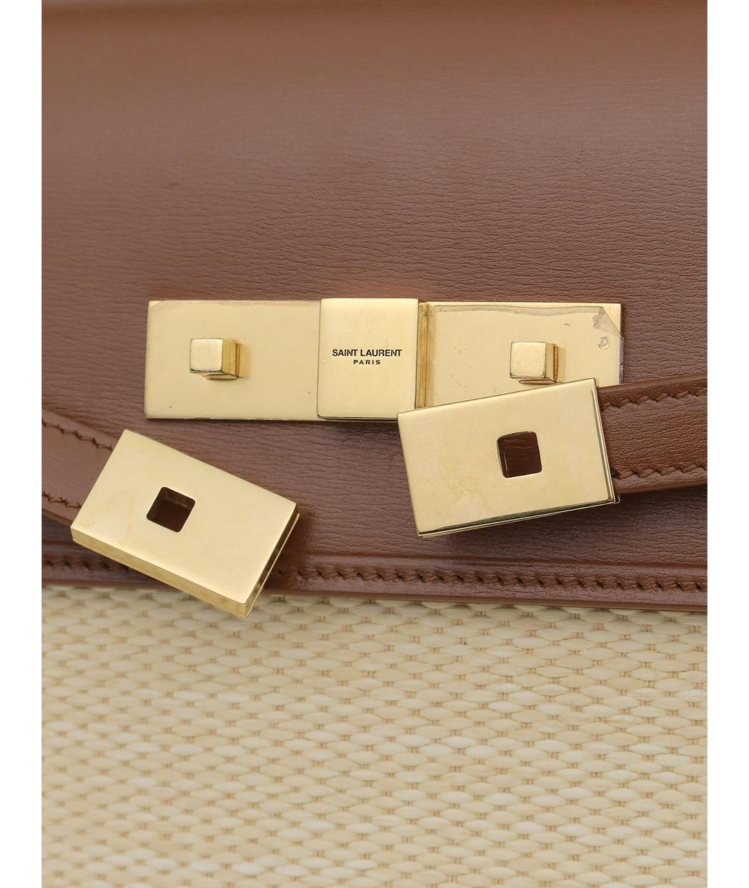 SAINT LAURENT Коричневая кожаная сумка через плечо, фото 6