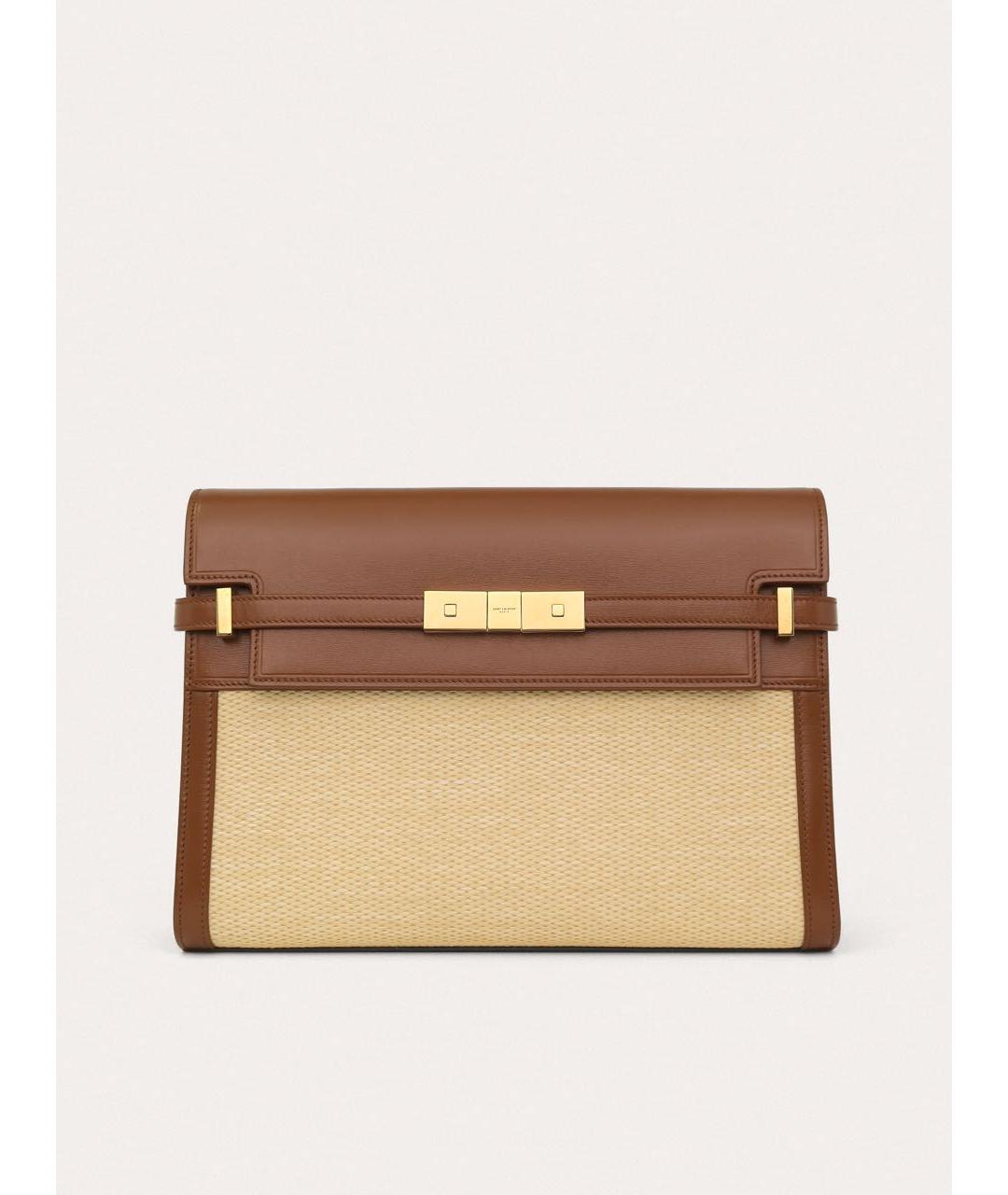 SAINT LAURENT Коричневая кожаная сумка через плечо, фото 9