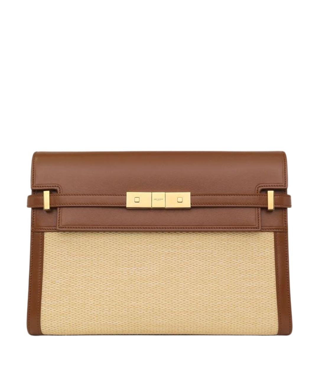 SAINT LAURENT Коричневая кожаная сумка через плечо, фото 1