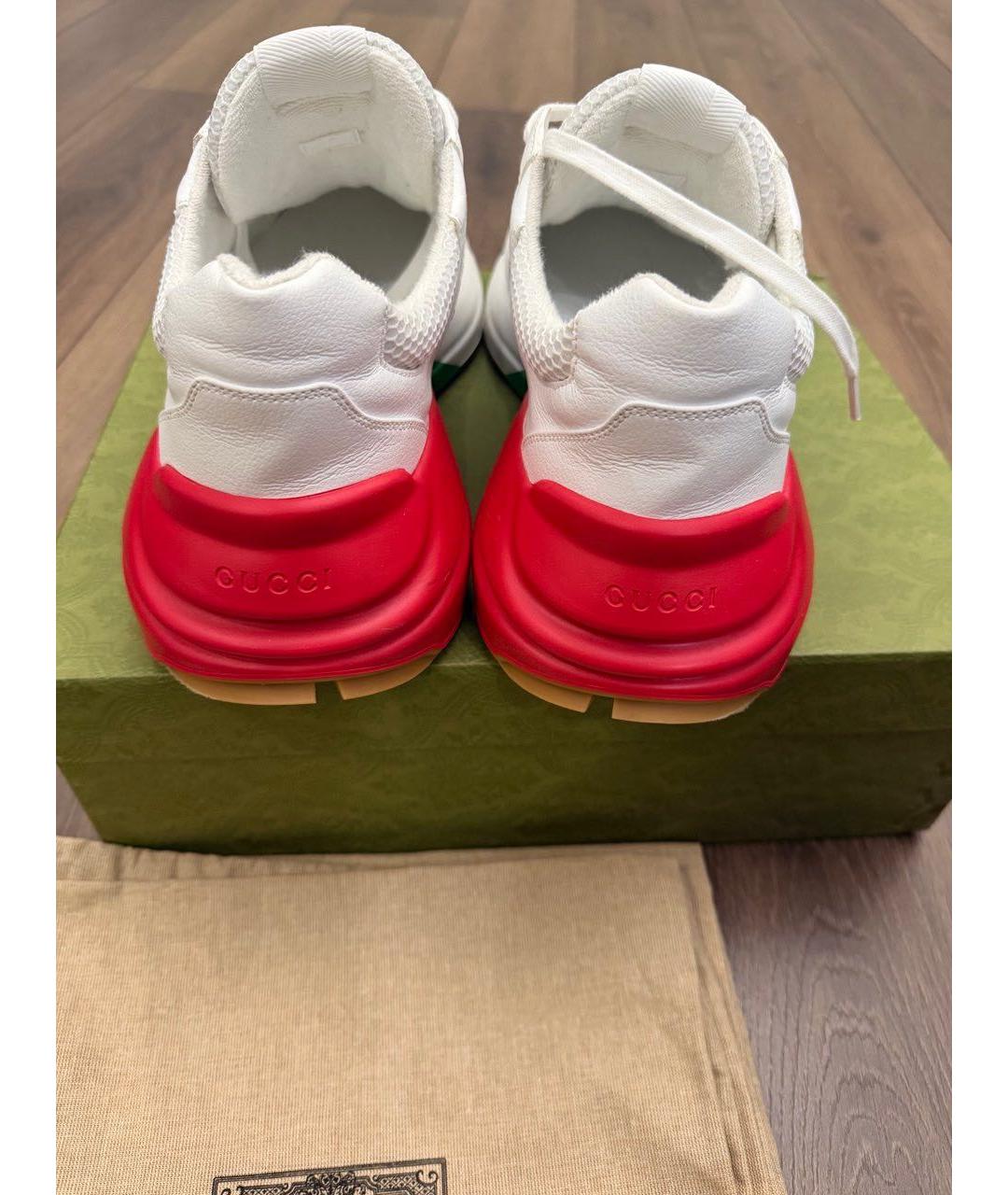 GUCCI Белые текстильные низкие кроссовки / кеды, фото 4