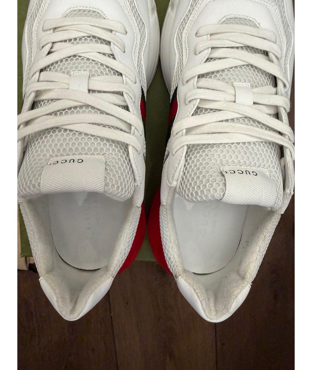 GUCCI Белые текстильные низкие кроссовки / кеды, фото 3