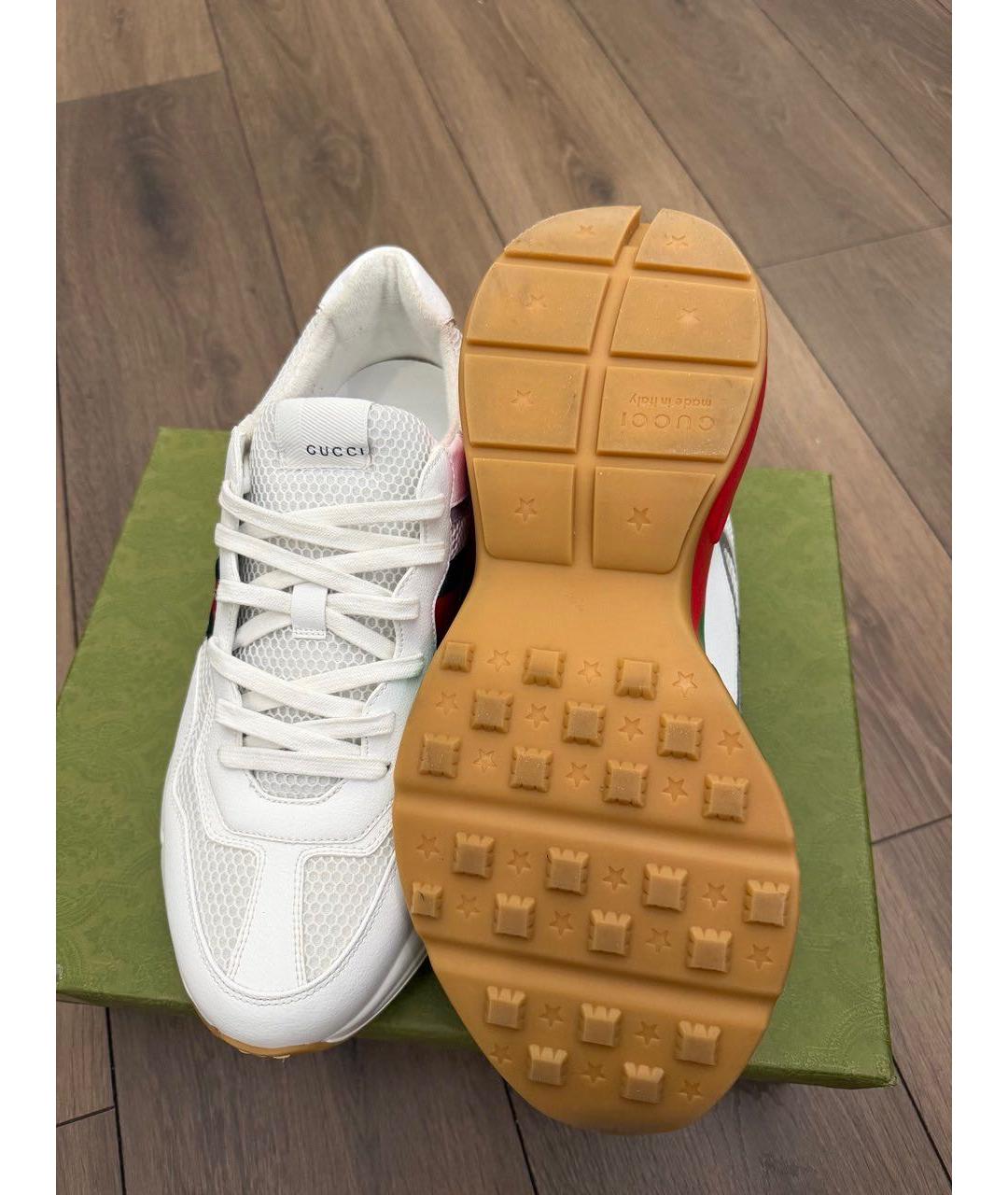 GUCCI Белые текстильные низкие кроссовки / кеды, фото 6