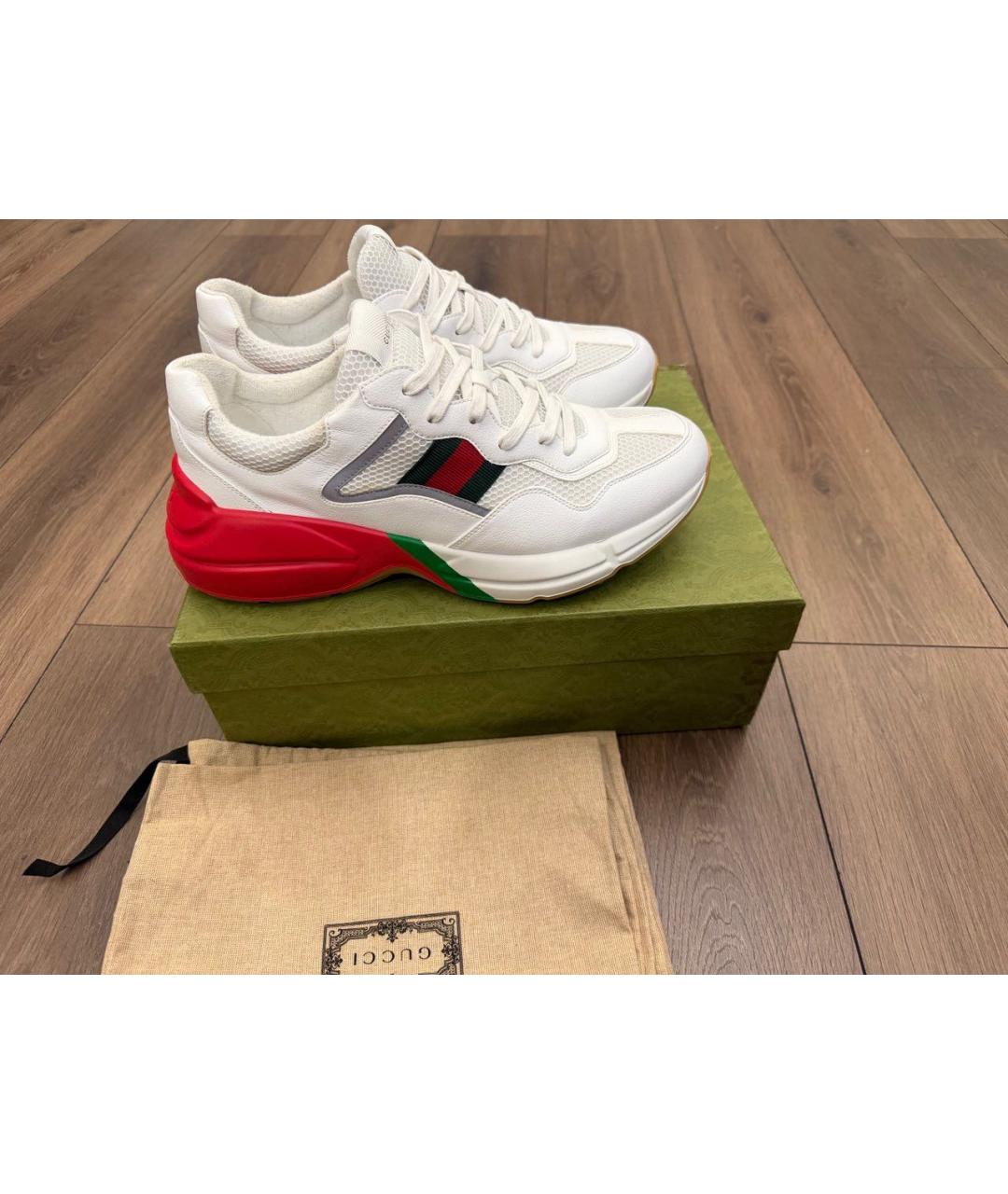 GUCCI Белые текстильные низкие кроссовки / кеды, фото 9