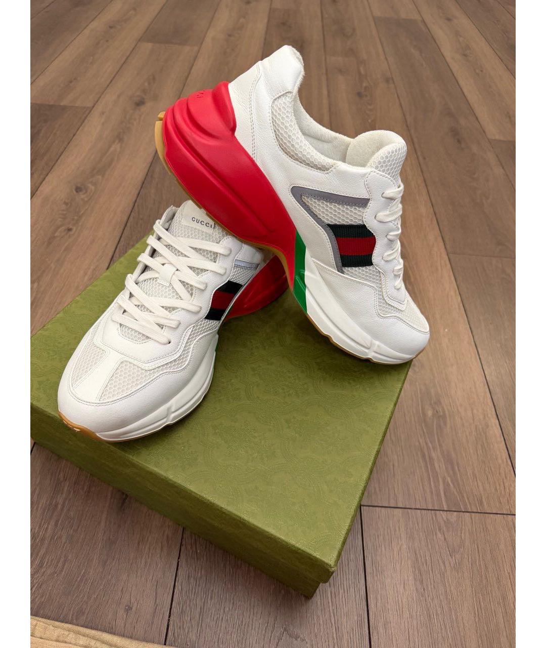 GUCCI Белые текстильные низкие кроссовки / кеды, фото 5