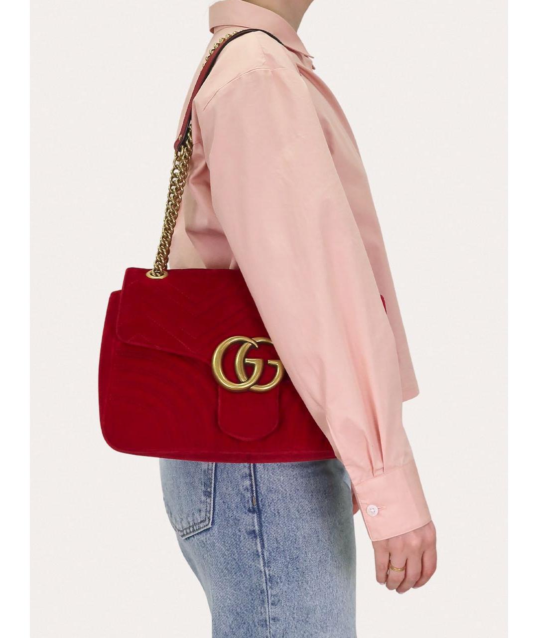GUCCI Красная бархатная сумка через плечо, фото 8