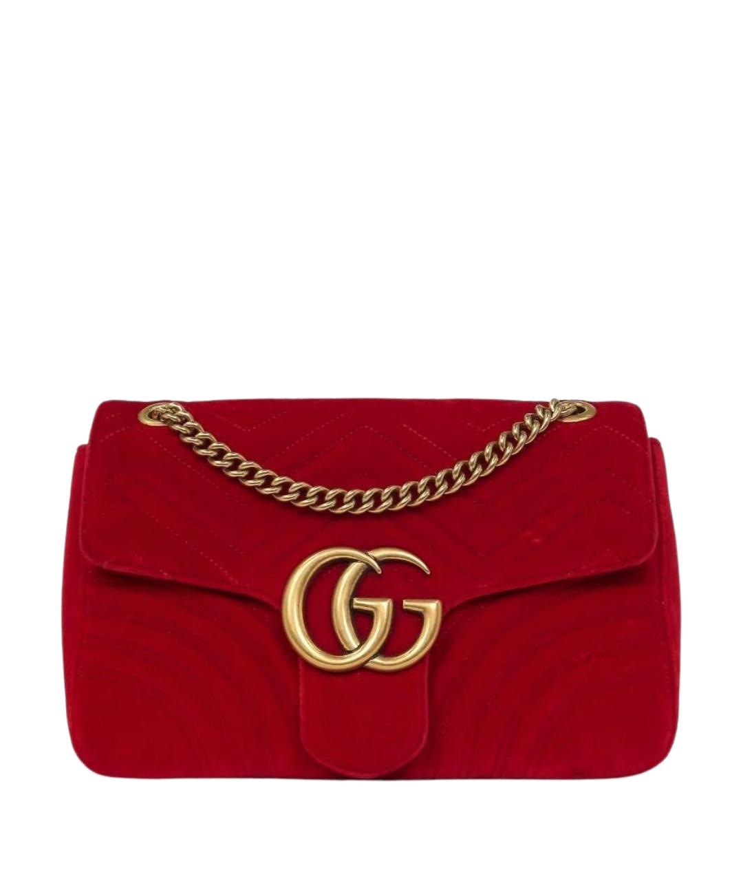 GUCCI Красная бархатная сумка через плечо, фото 1
