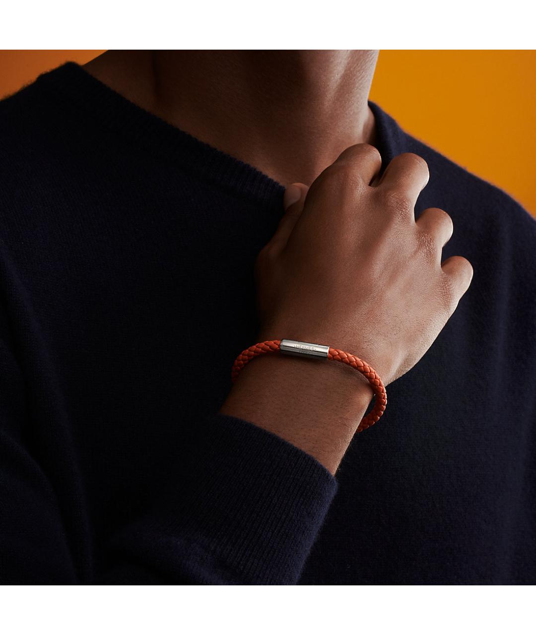 HERMES Оранжевый металлический браслет, фото 2