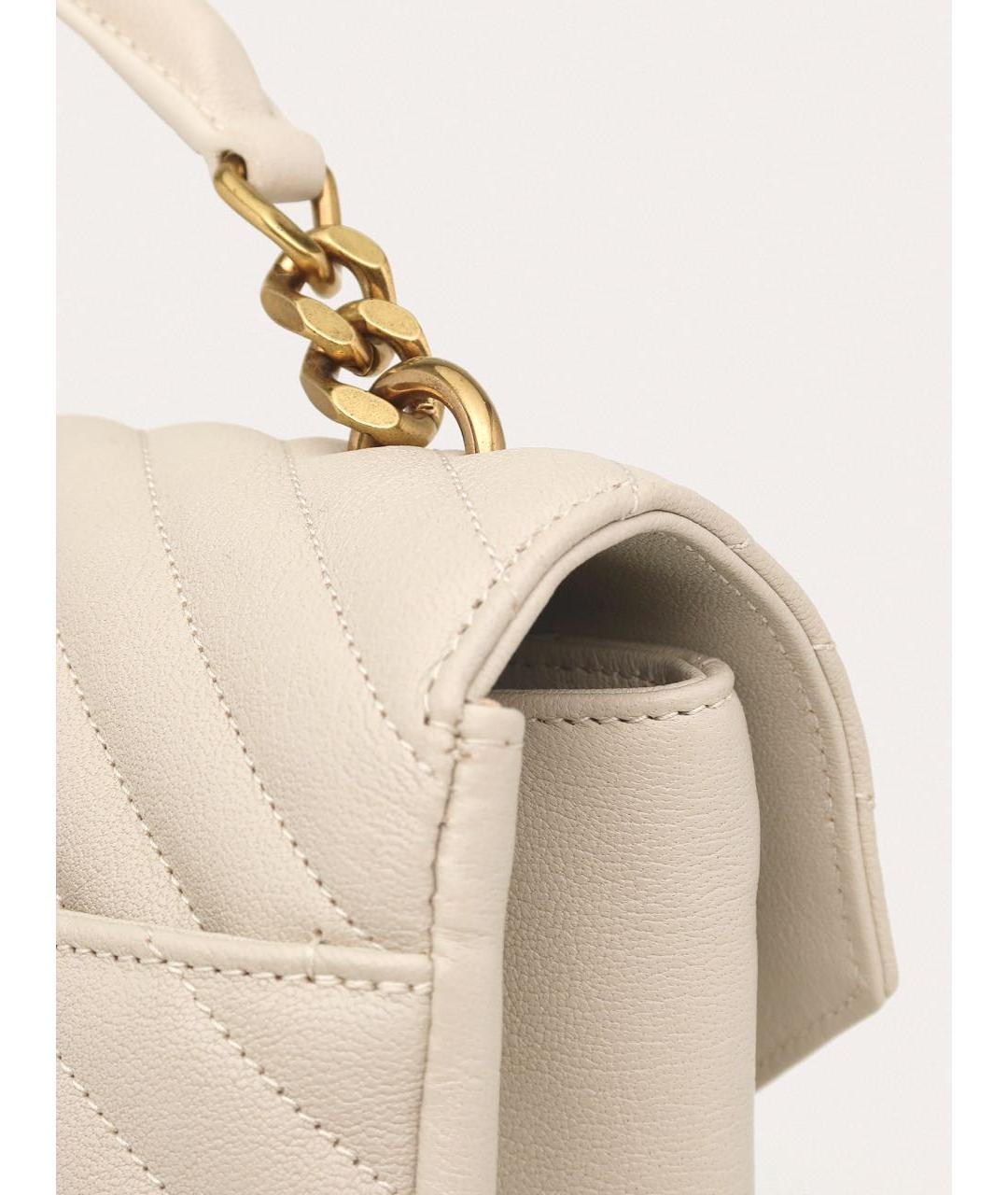 SAINT LAURENT Белая кожаная сумка через плечо, фото 7