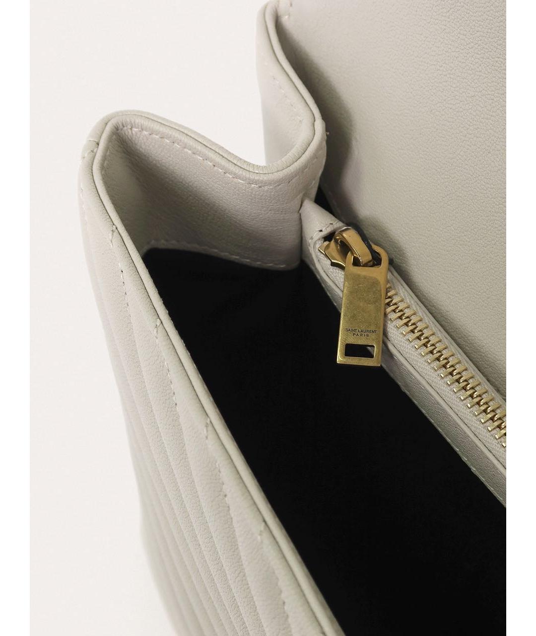 SAINT LAURENT Белая кожаная сумка через плечо, фото 4