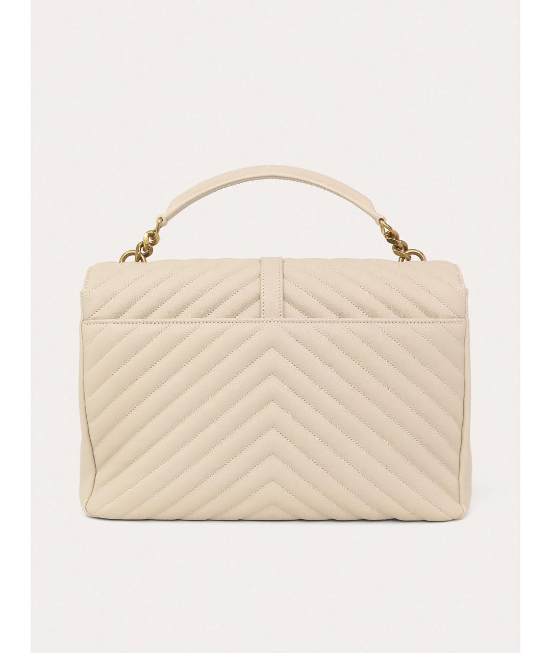 SAINT LAURENT Белая кожаная сумка через плечо, фото 3