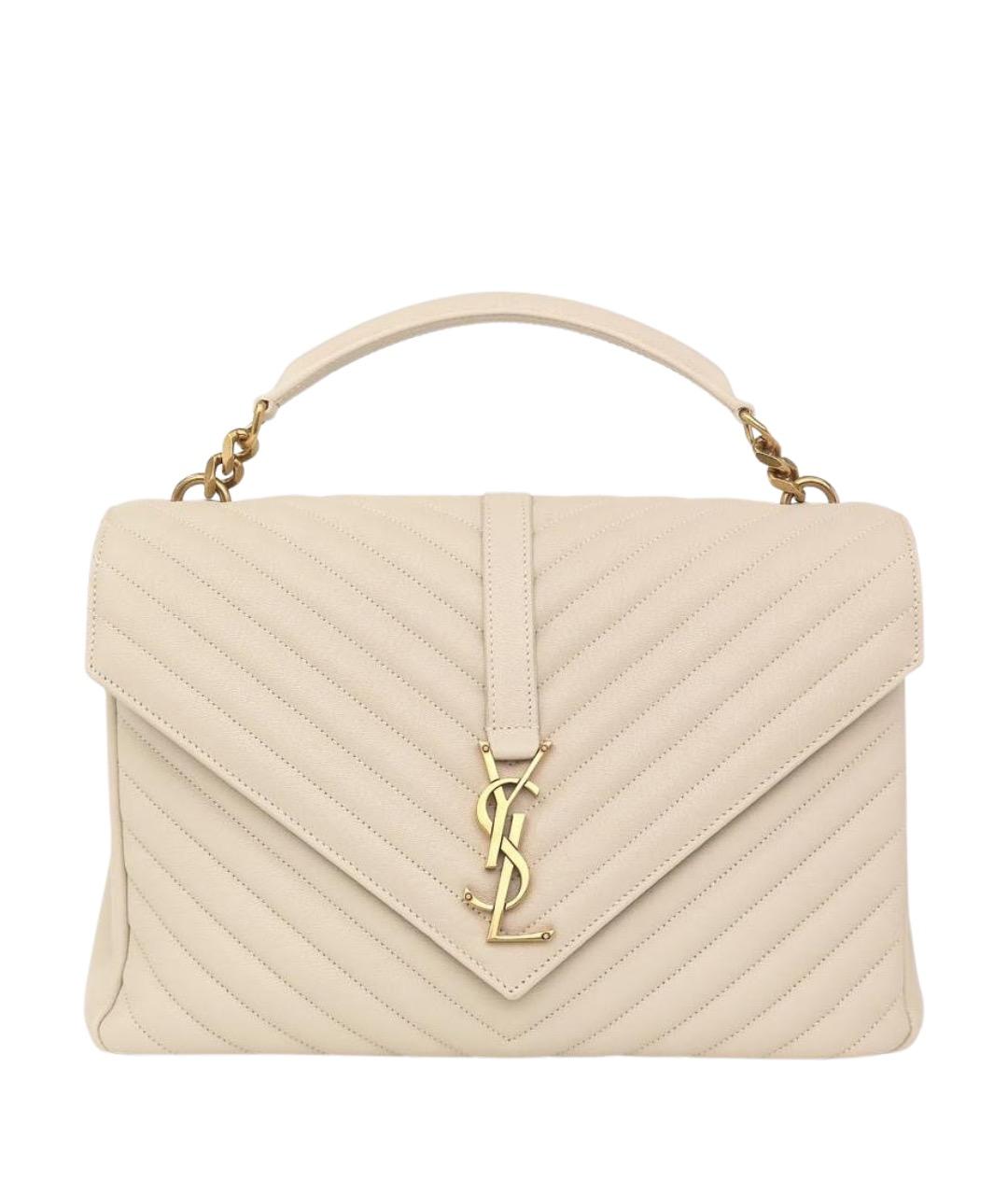 SAINT LAURENT Белая кожаная сумка через плечо, фото 1