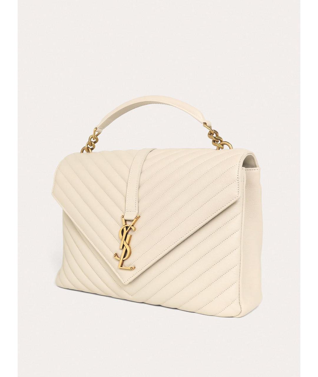 SAINT LAURENT Белая кожаная сумка через плечо, фото 2
