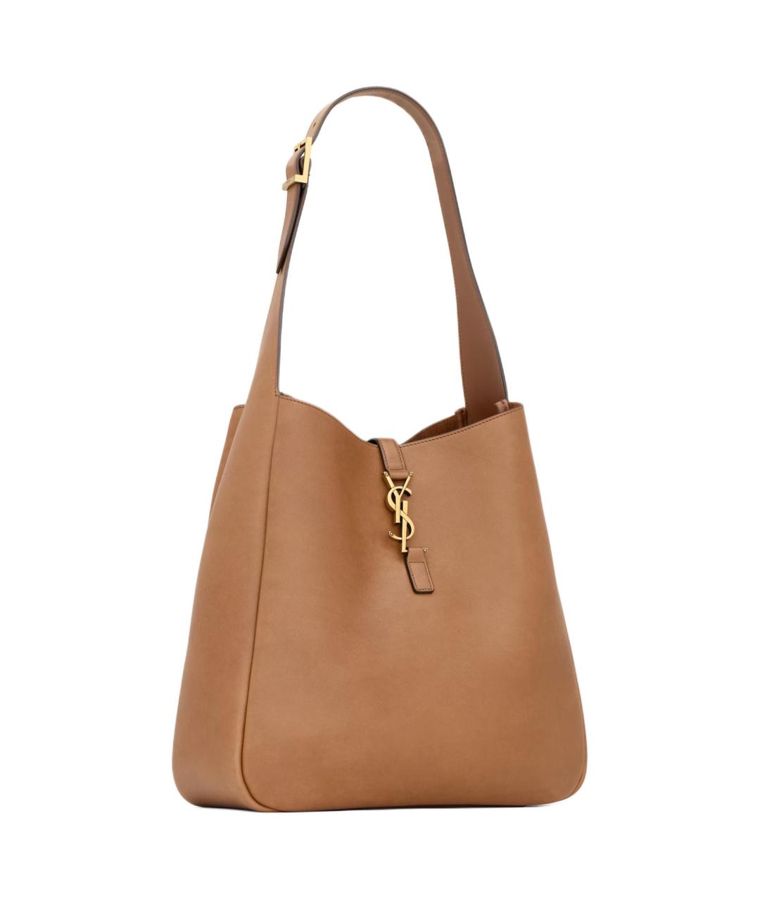 SAINT LAURENT Коричневая кожаная сумка через плечо, фото 3