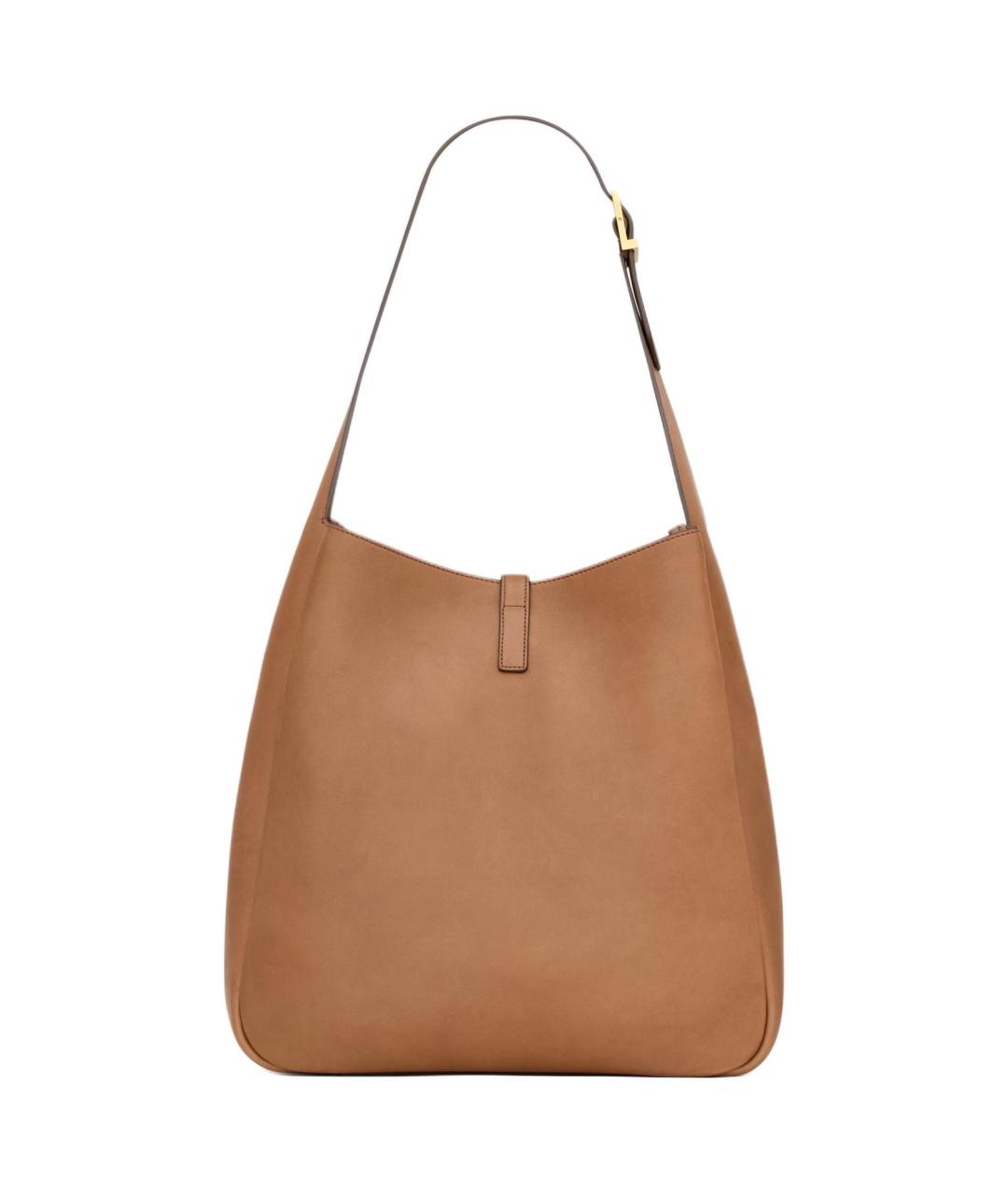 SAINT LAURENT Коричневая кожаная сумка через плечо, фото 5