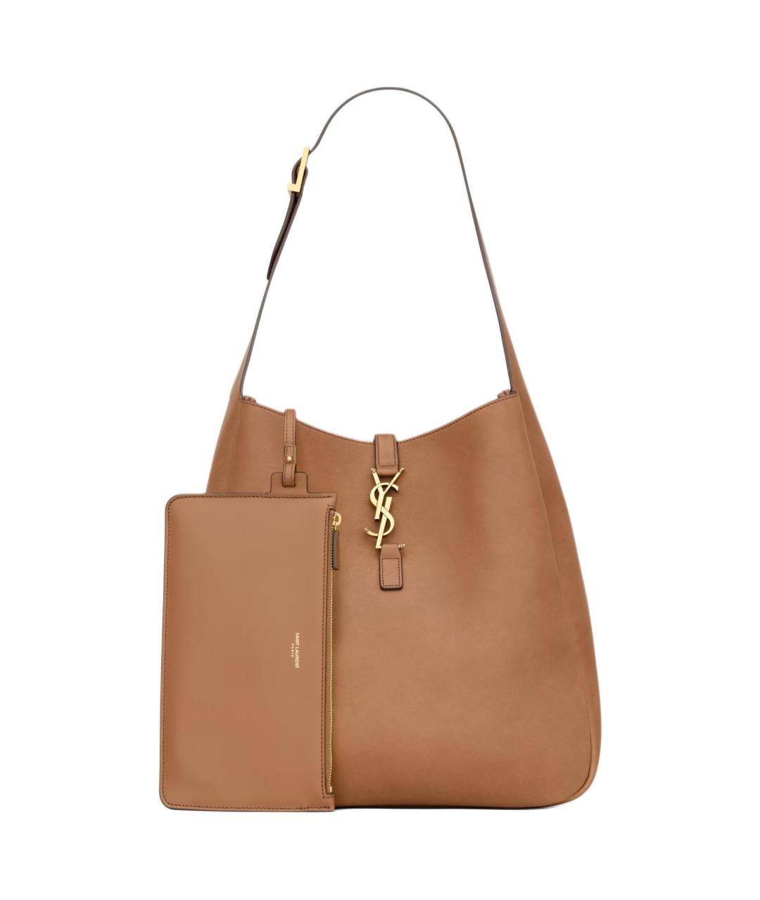 SAINT LAURENT Коричневая кожаная сумка через плечо, фото 2