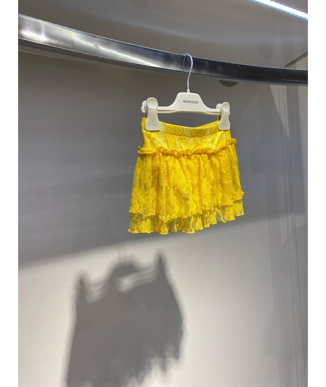 MONNALISA Желтая хлопковая юбка, фото 2