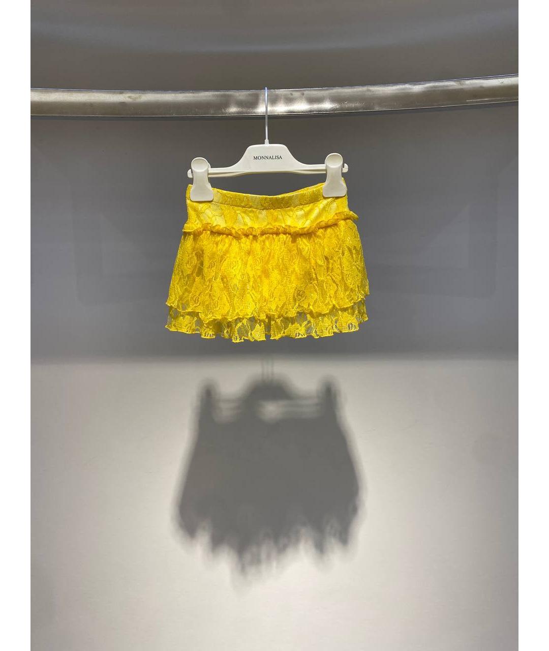 MONNALISA Желтая хлопковая юбка, фото 4