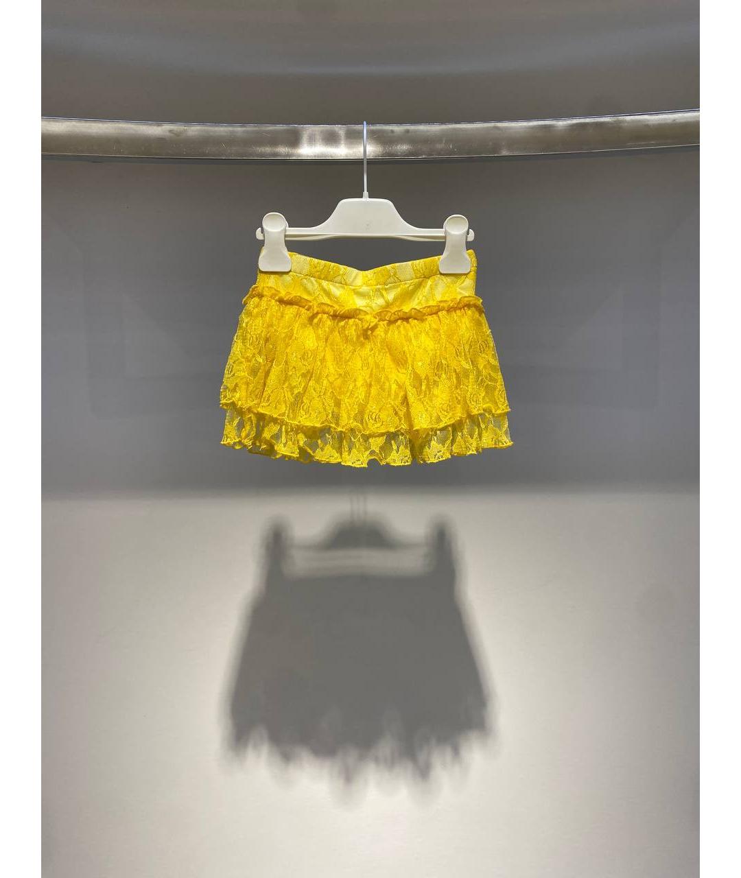 MONNALISA Желтая хлопковая юбка, фото 3