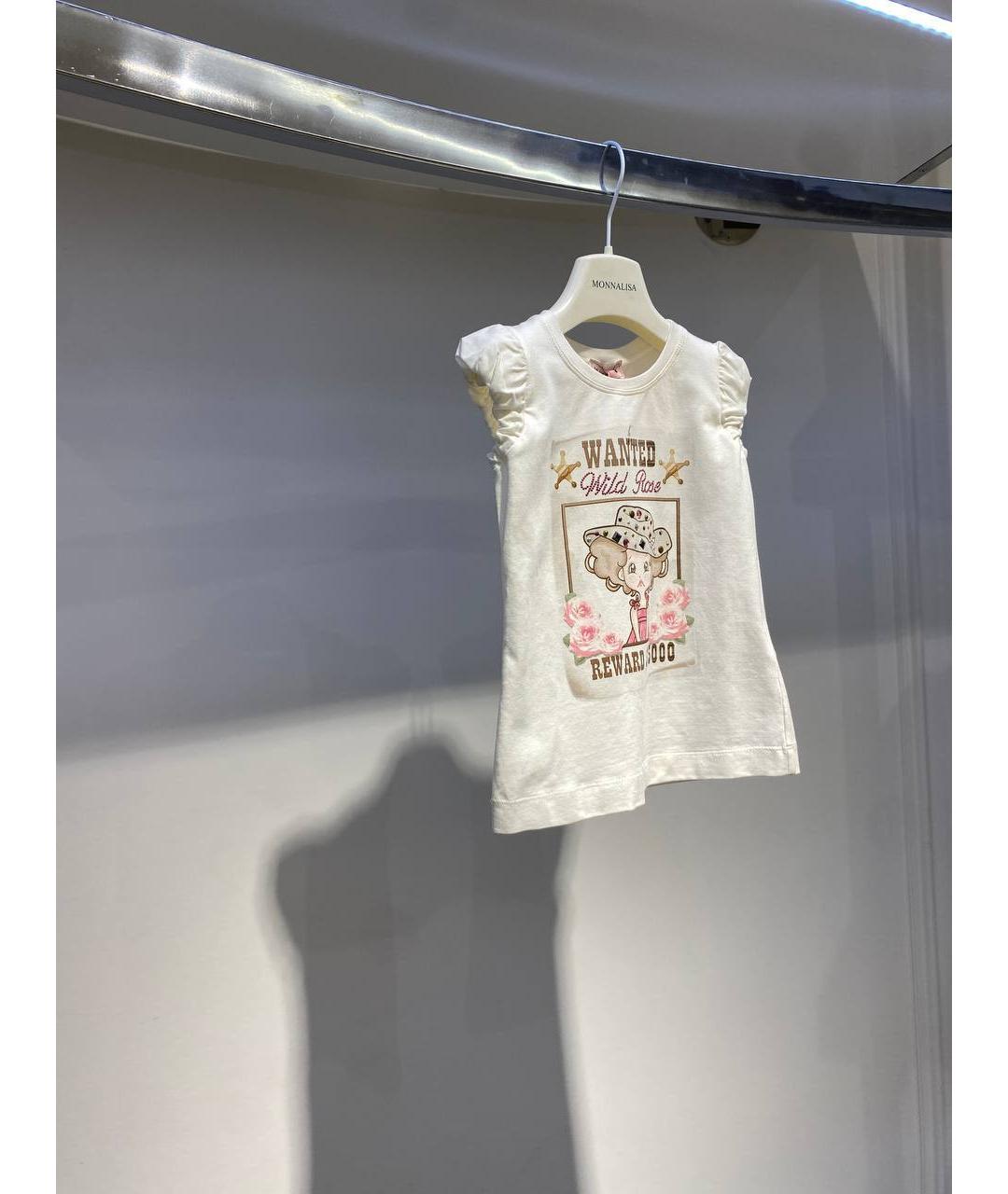 MONNALISA Белый хлопковый детская футболка / топ, фото 2