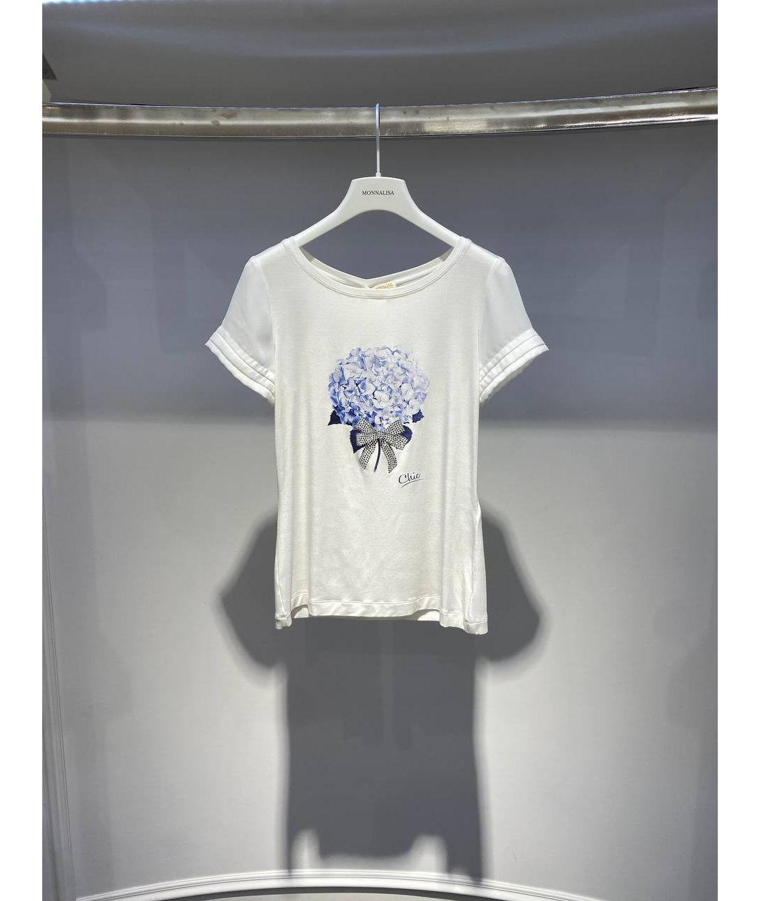 MONNALISA Белый хлопковый детская футболка / топ, фото 4