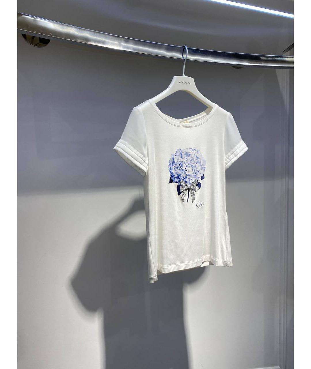 MONNALISA Белый хлопковый детская футболка / топ, фото 2