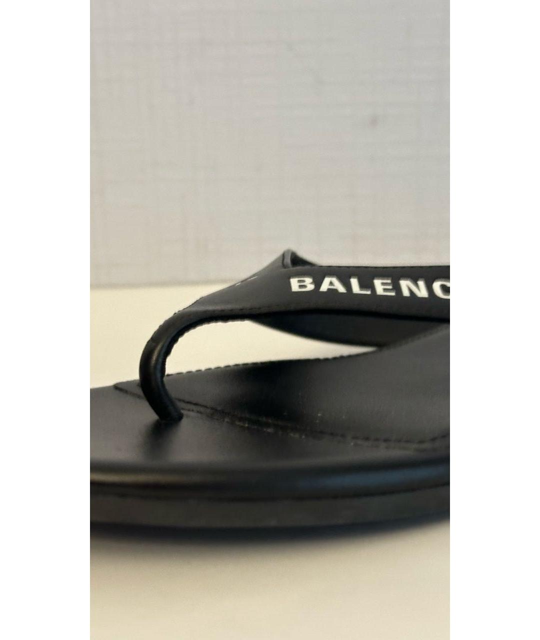 BALENCIAGA Черные кожаные шлепанцы, фото 6