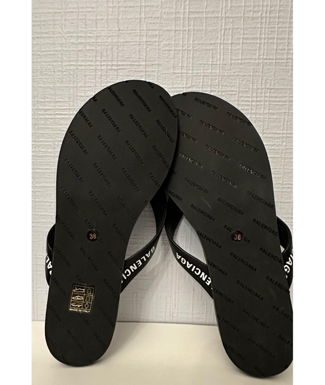 BALENCIAGA Черные кожаные шлепанцы, фото 7