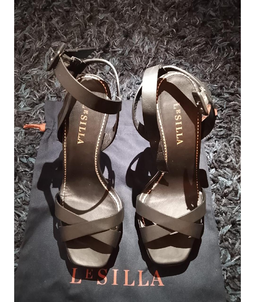 LE SILLA Черные кожаные босоножки, фото 2