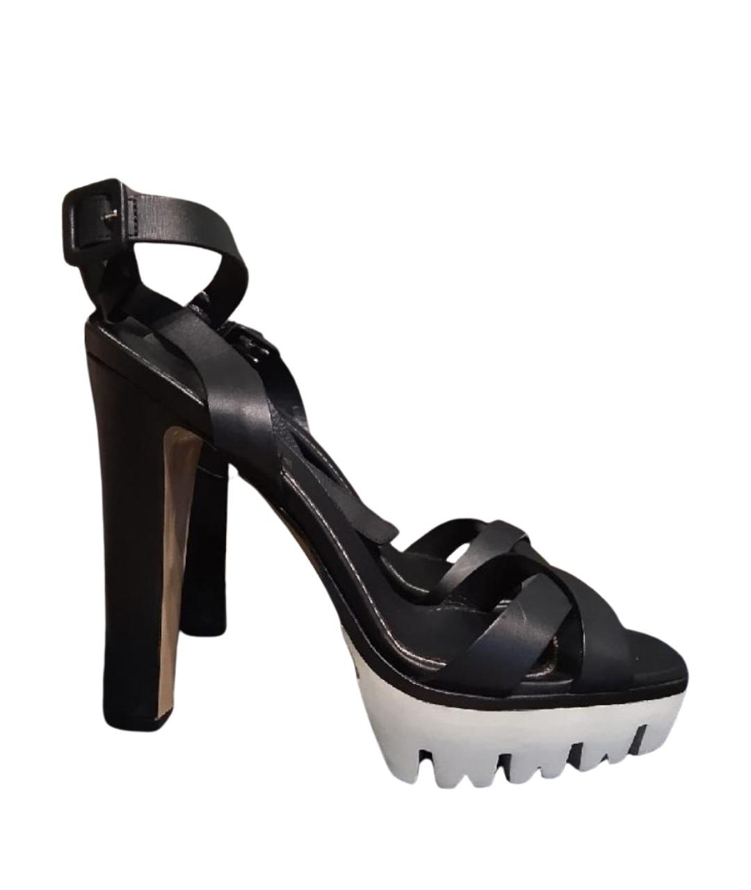 LE SILLA Черные кожаные босоножки, фото 1