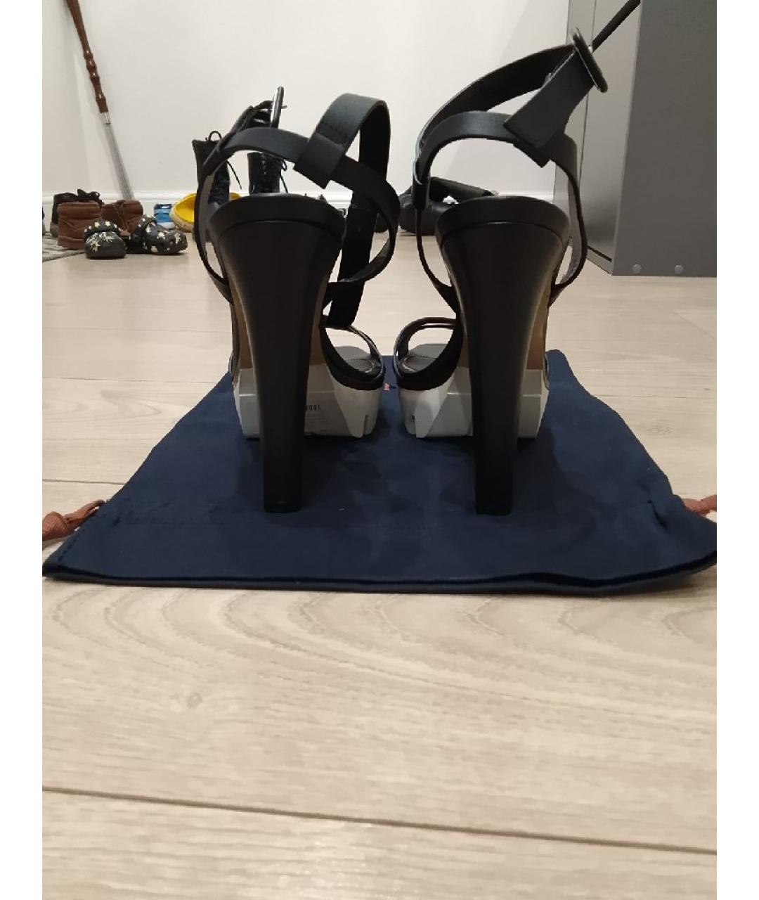 LE SILLA Черные кожаные босоножки, фото 4