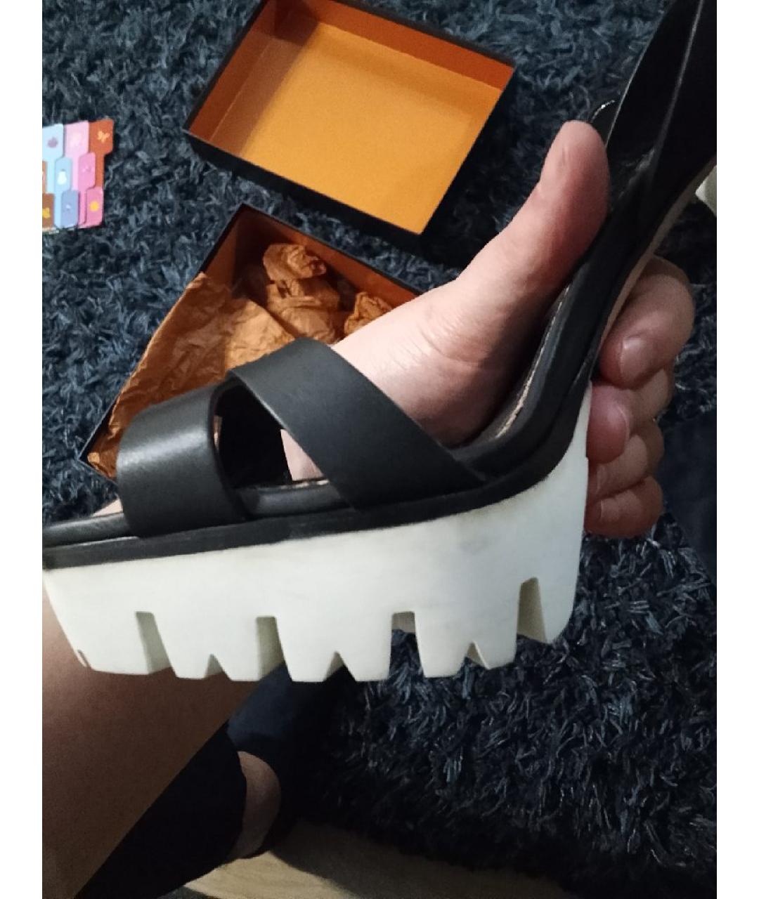 LE SILLA Черные кожаные босоножки, фото 6