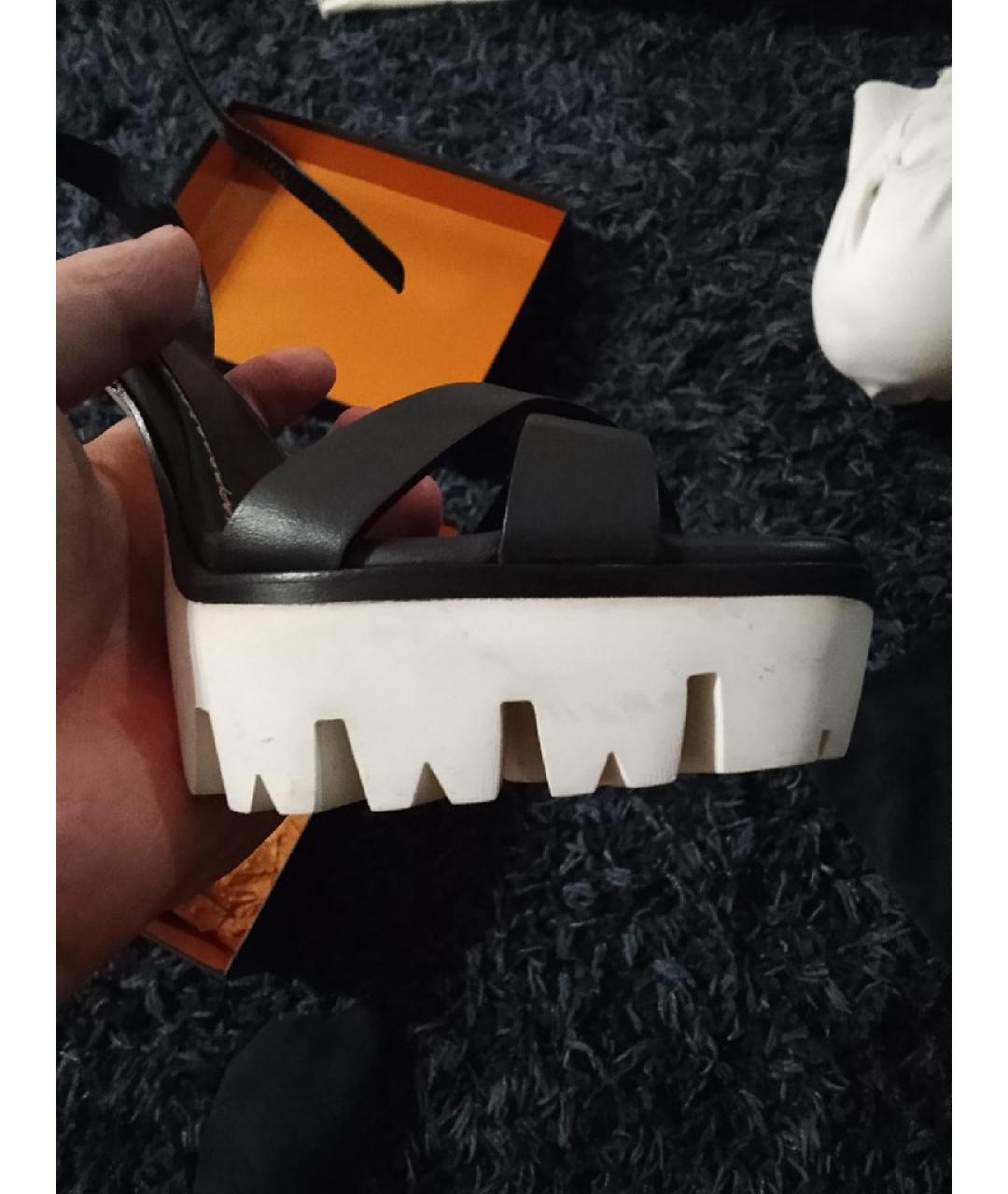 LE SILLA Черные кожаные босоножки, фото 5