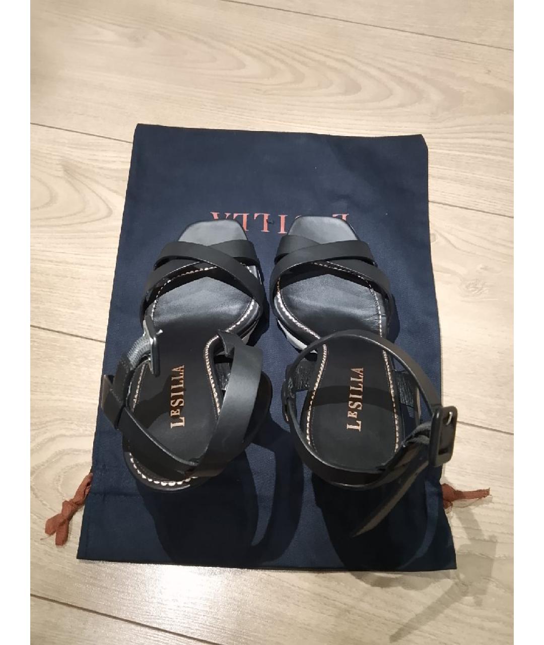 LE SILLA Черные кожаные босоножки, фото 3