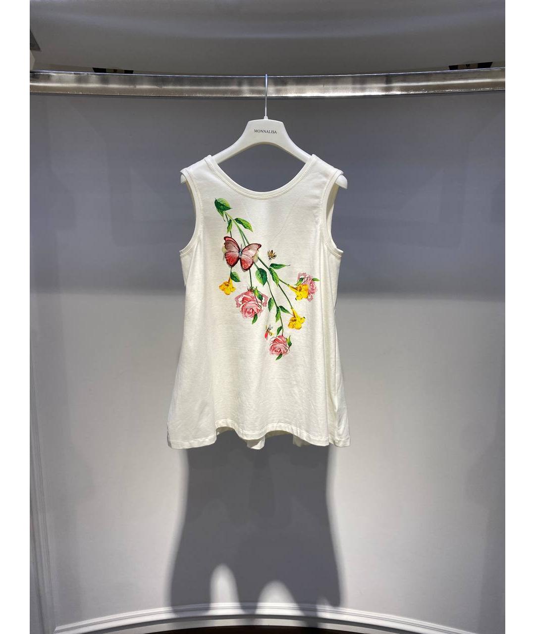 MONNALISA Белый хлопковый детская футболка / топ, фото 4