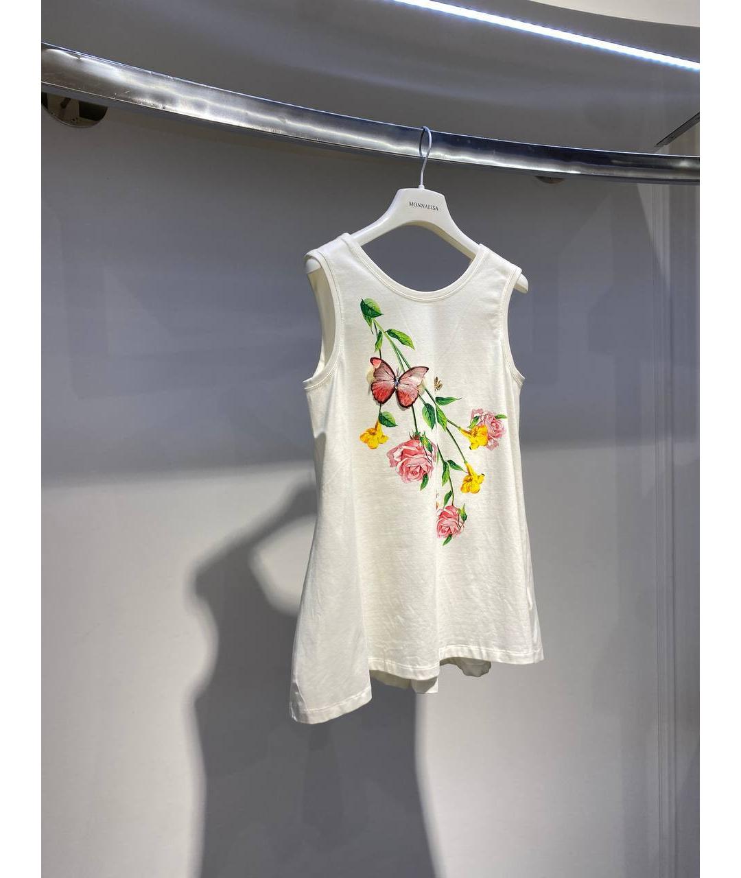 MONNALISA Белый хлопковый детская футболка / топ, фото 2