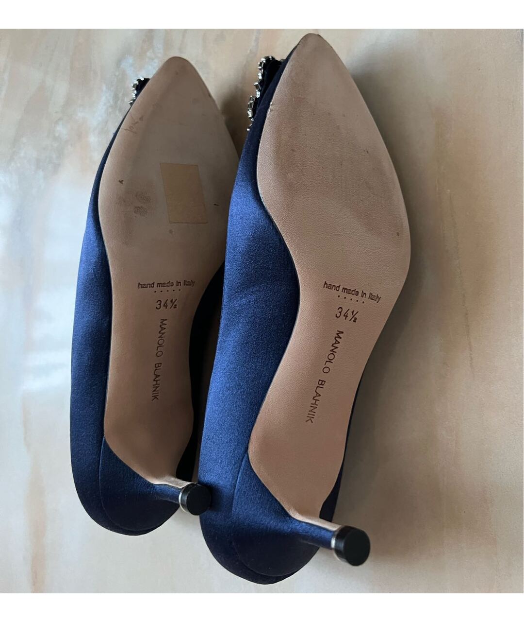 MANOLO BLAHNIK Темно-синие текстильные туфли, фото 4