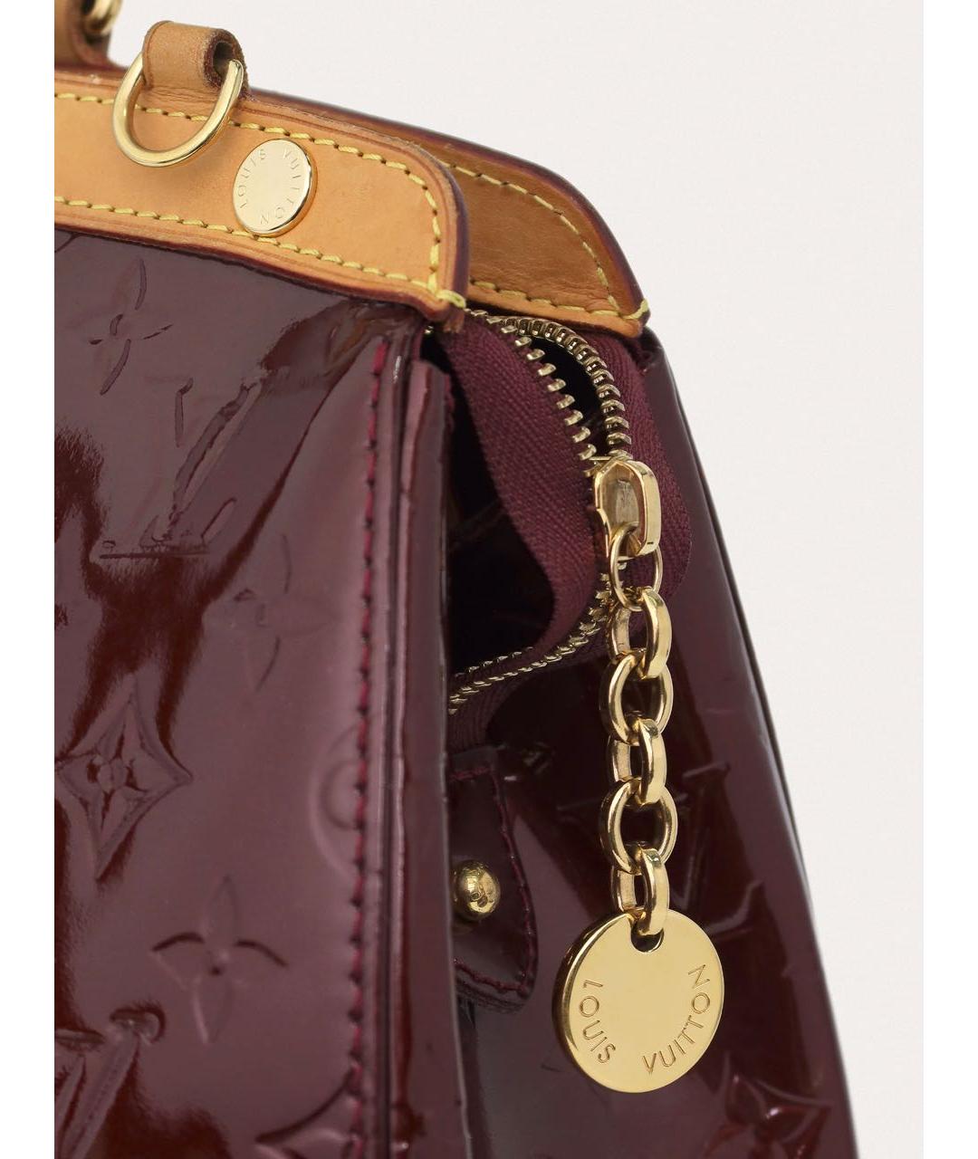 LOUIS VUITTON Бордовая сумка с короткими ручками из лакированной кожи, фото 5