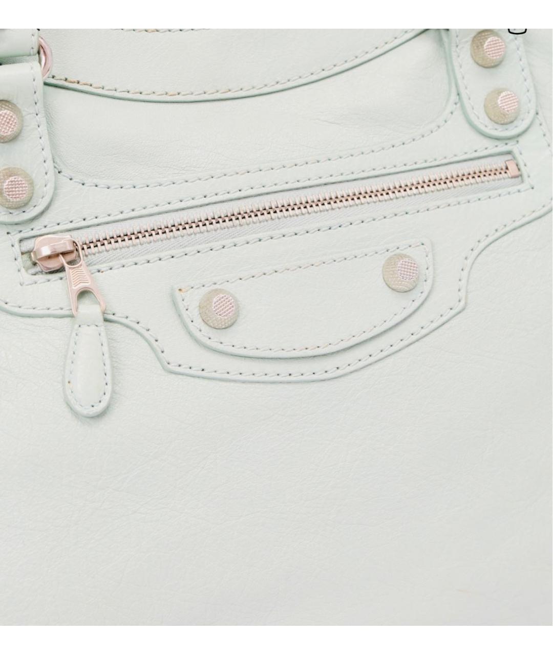 BALENCIAGA Бирюзовая кожаная сумка с короткими ручками, фото 3