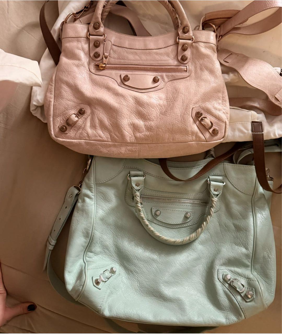 BALENCIAGA Бирюзовая кожаная сумка с короткими ручками, фото 6