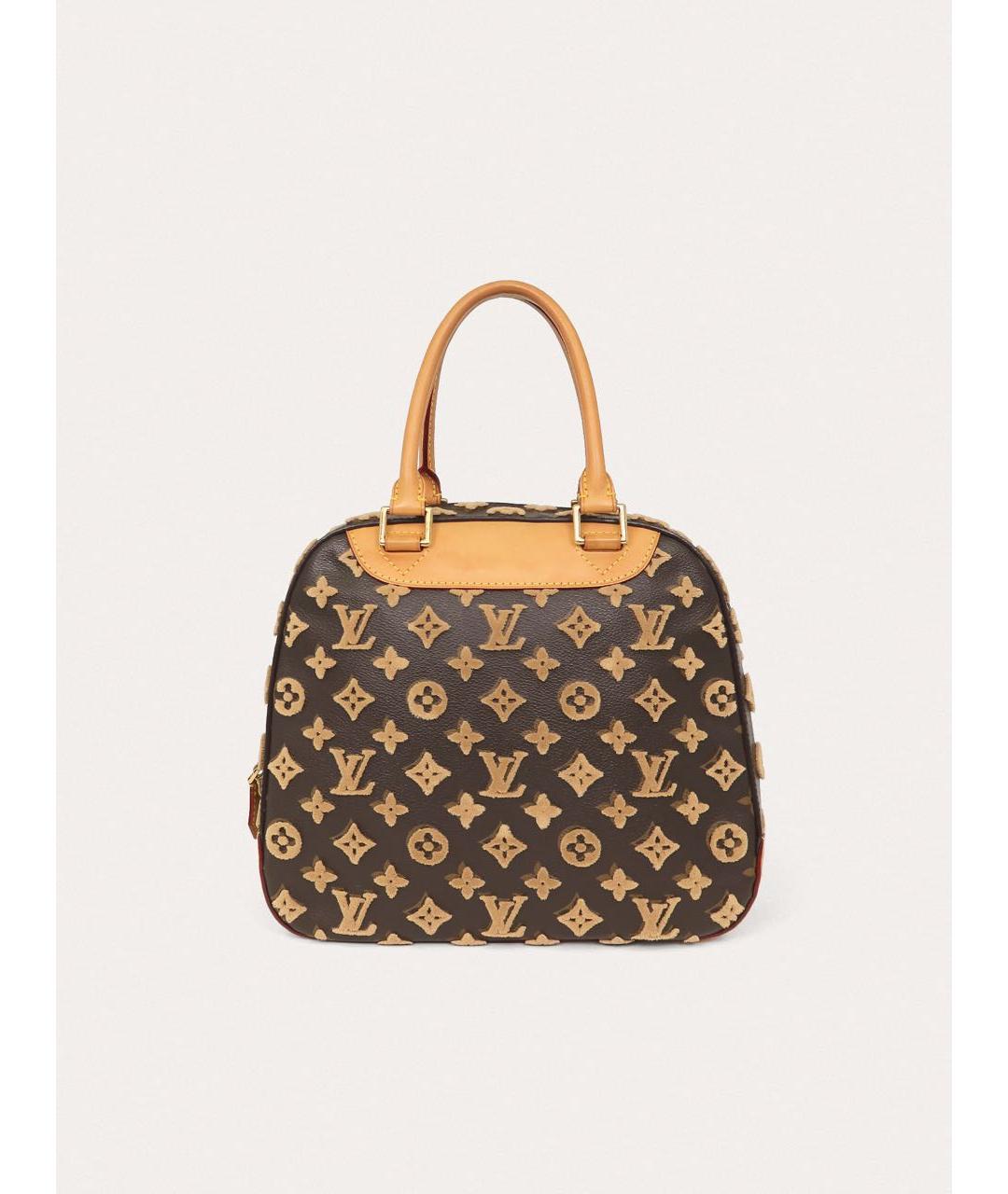 LOUIS VUITTON Коричневая кожаная сумка с короткими ручками, фото 3