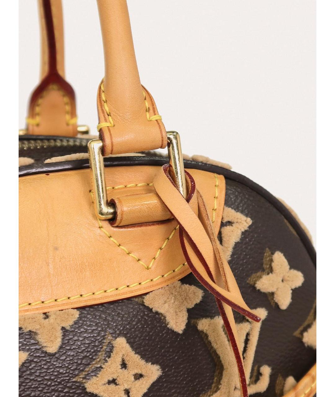 LOUIS VUITTON Коричневая кожаная сумка с короткими ручками, фото 7