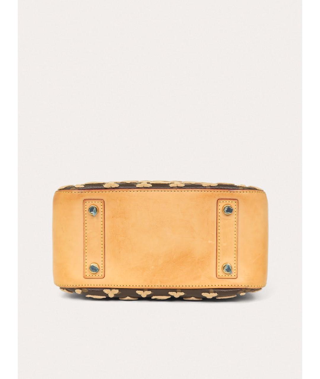 LOUIS VUITTON Коричневая кожаная сумка с короткими ручками, фото 4