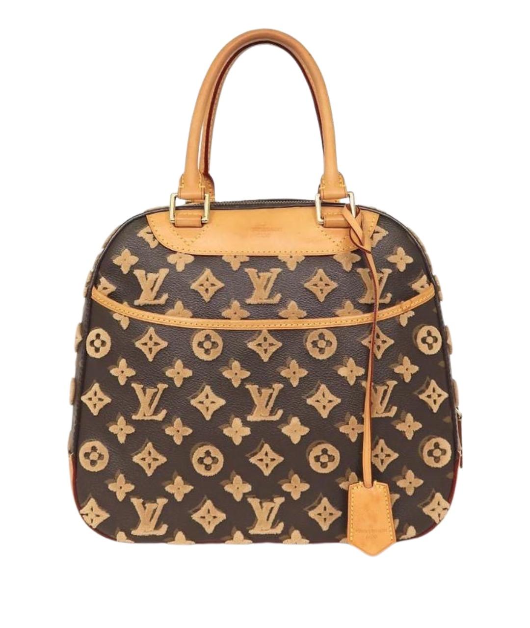 LOUIS VUITTON Коричневая кожаная сумка с короткими ручками, фото 1