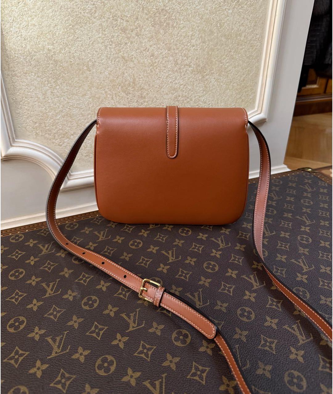 CELINE Коричневая кожаная сумка через плечо, фото 3