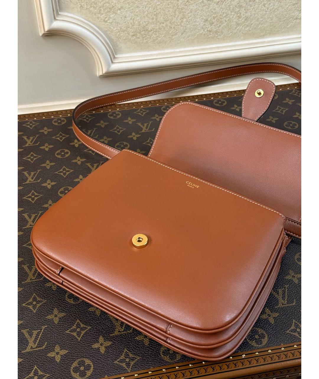 CELINE Коричневая кожаная сумка через плечо, фото 7
