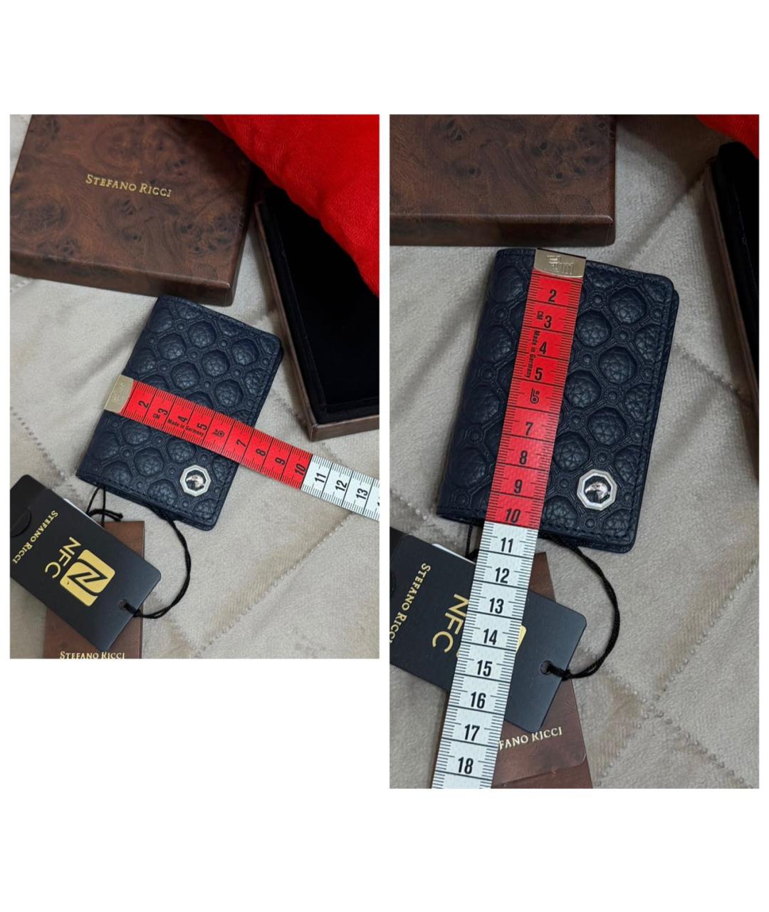 STEFANO RICCI Темно-синий кожаный кардхолдер, фото 8
