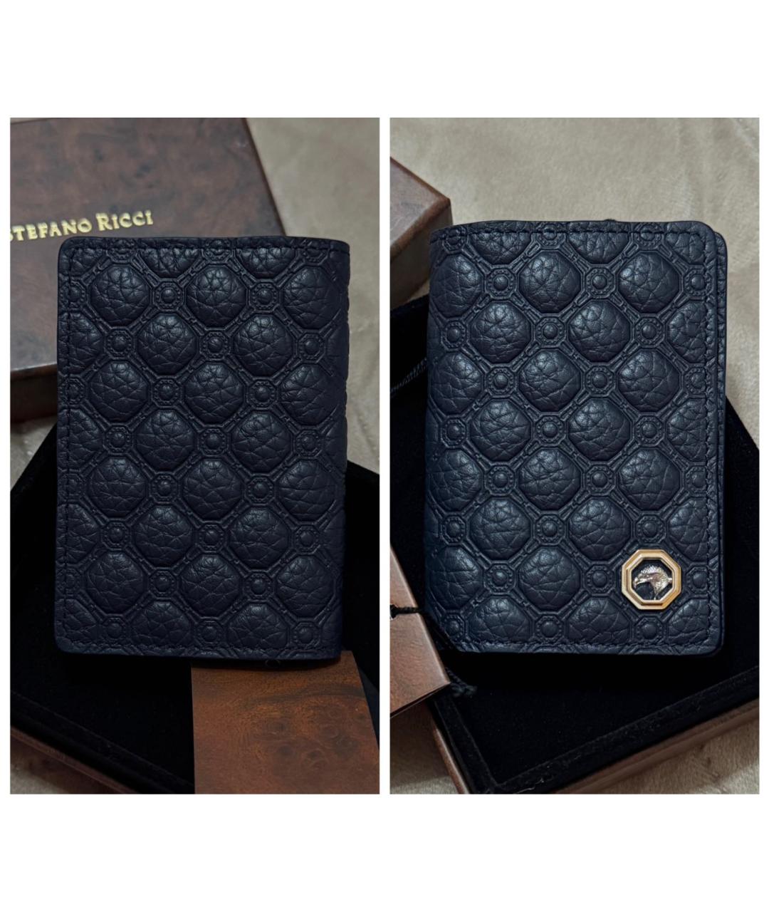 STEFANO RICCI Темно-синий кожаный кардхолдер, фото 2